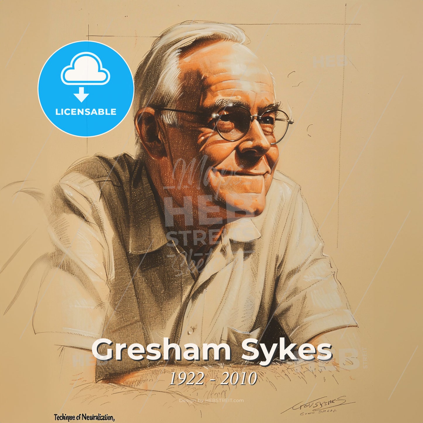 Gresham Sykes, 1922 - 2010, American criminologist - A Drawing Of A Man Wearing Glasses Print Template