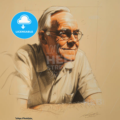 Gresham Sykes, 1922 - 2010, American criminologist - A Drawing Of A Man Wearing Glasses