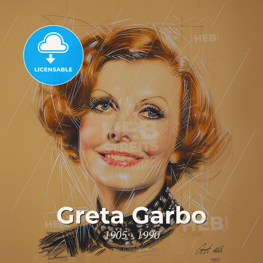 Greta Garbo, 1905 - 1990, Swedish-American actress - A Drawing Of A Woman Print Template