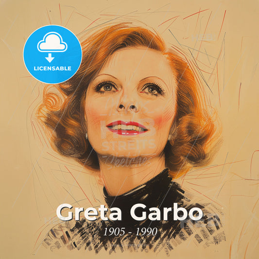 Greta Garbo, 1905 - 1990, Swedish-American actress - A Woman With Red Hair Print Template