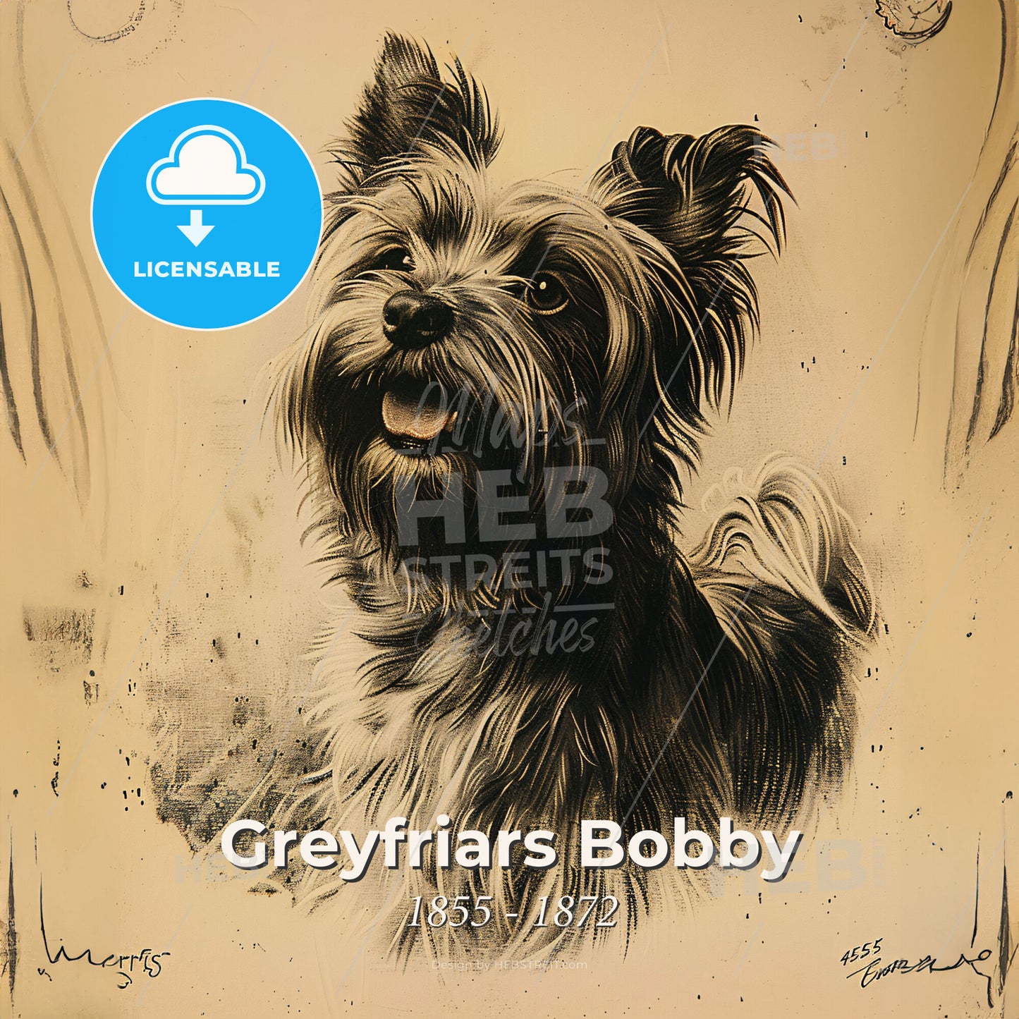 Greyfriars Bobby, 1855 1872, Skye Terrier dog A Drawing Of A Dog PDF  Template