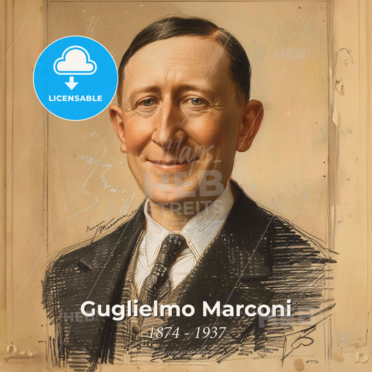 Guglielmo Marconi, 1874 - 1937, Italian inventor - A Man In A Suit And Tie Print Template