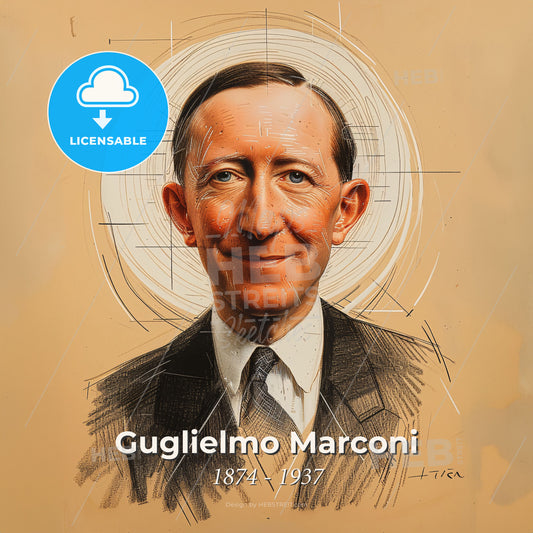 Guglielmo Marconi, 1874 - 1937, Italian inventor - A Man In A Suit And Tie Print Template