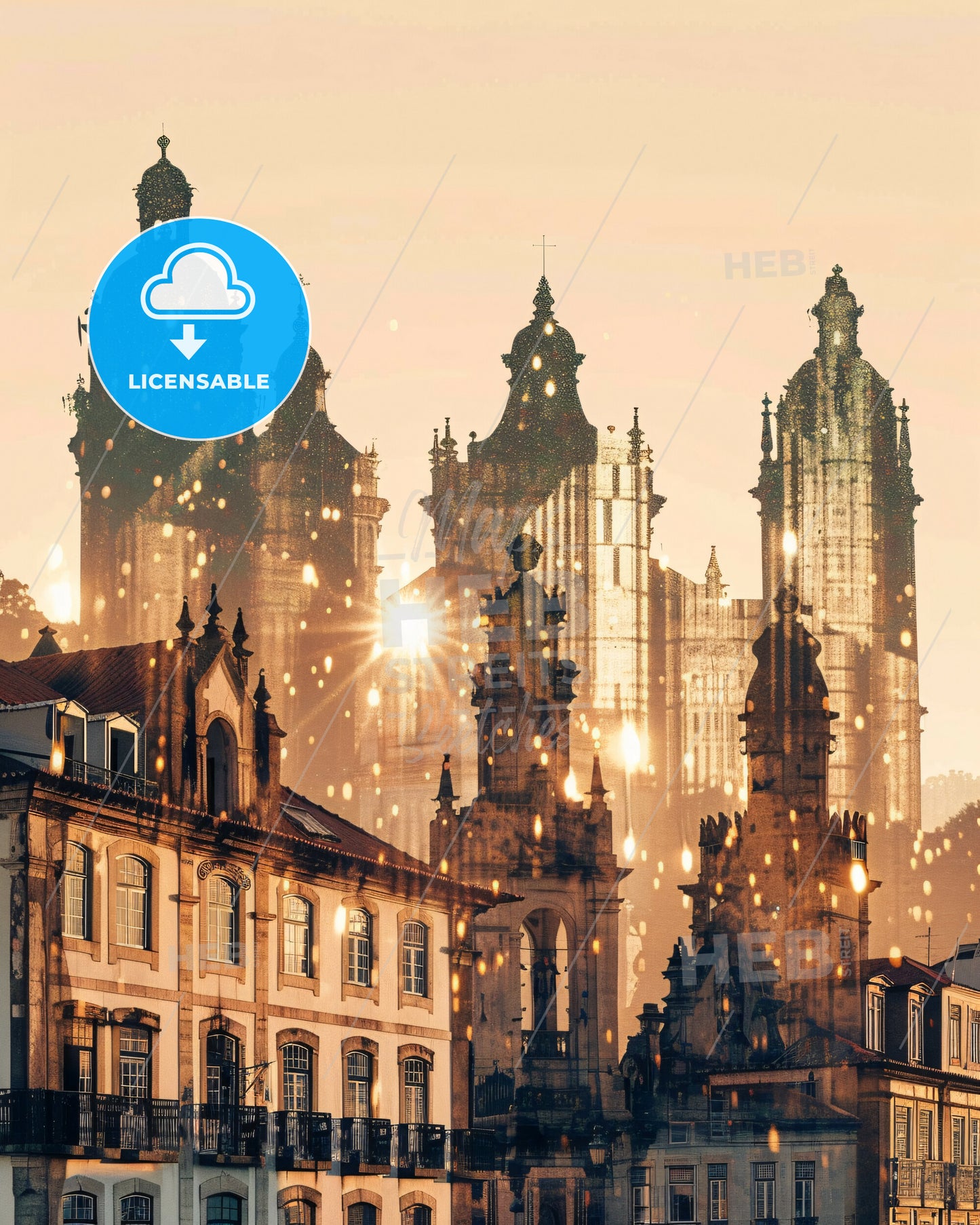 Guimaraes Skyline Cityscape Poster Art - A city with many buildings