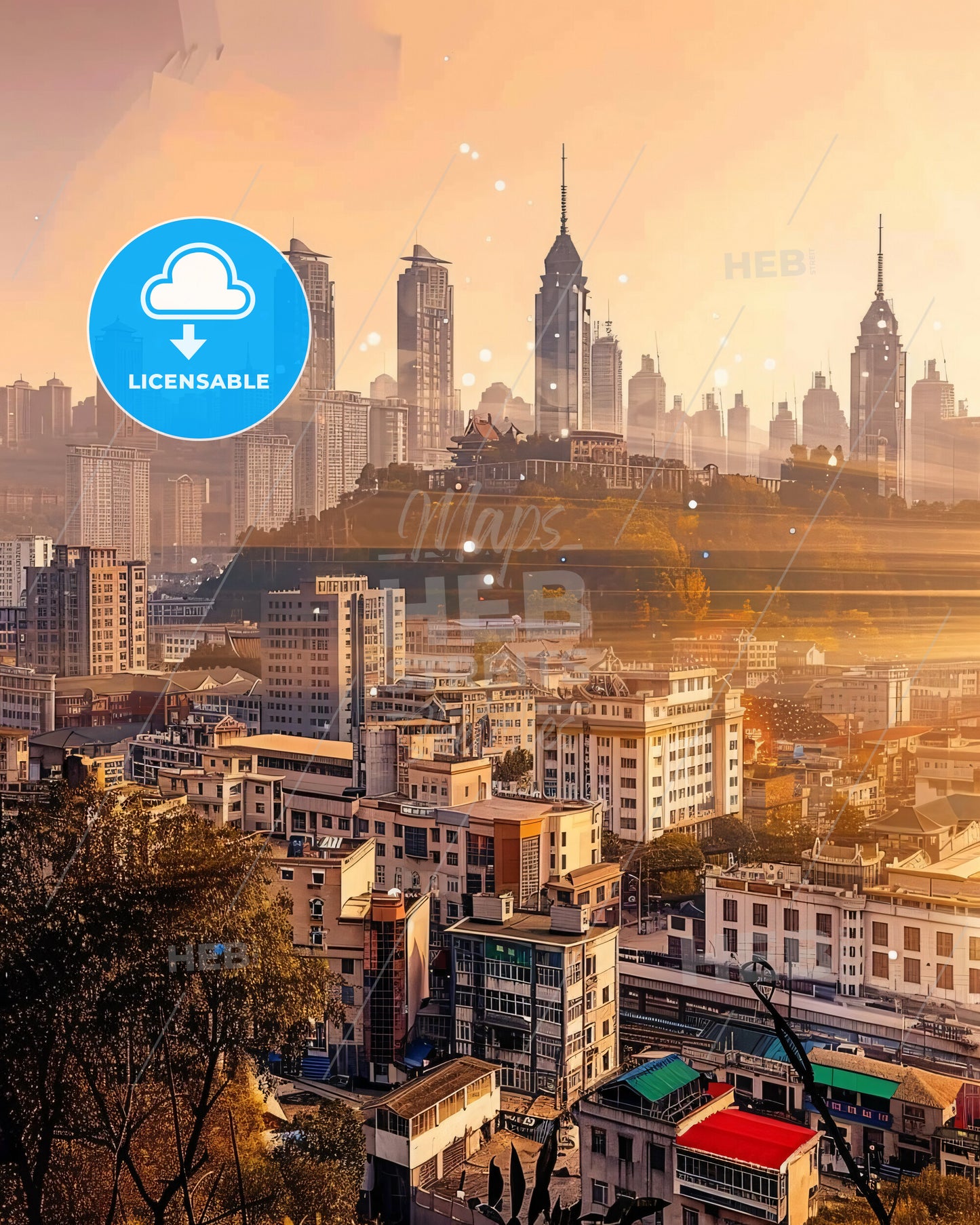 Guiyang Skyline Cityscape Poster Art - A city with many tall buildings