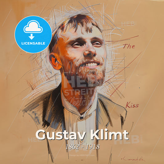 Gustav Klimt, 1862 - 1918, Austrian symbolist painter - A Drawing Of A Man Print Template