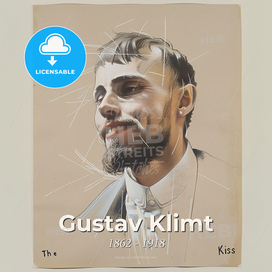 Gustav Klimt, 1862 - 1918, Austrian symbolist painter - A Drawing Of A Man With A Beard Print Template