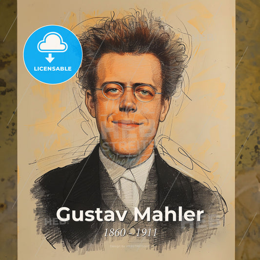 Gustav Mahler, 1860 - 1911, Austrian composer - A Portrait Of A Man Print Template