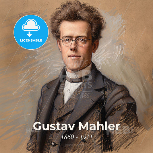 Gustav Mahler, 1860 - 1911, Austrian composer - A Man In A Suit Print Template