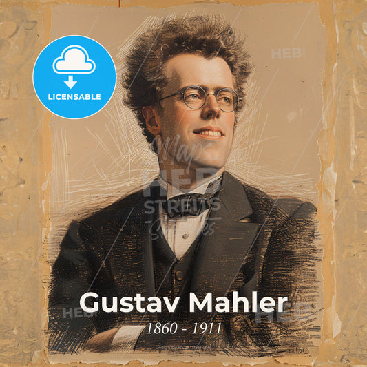 Gustav Mahler, 1860 - 1911, Austrian composer - A Man In A Suit And Glasses Print Template