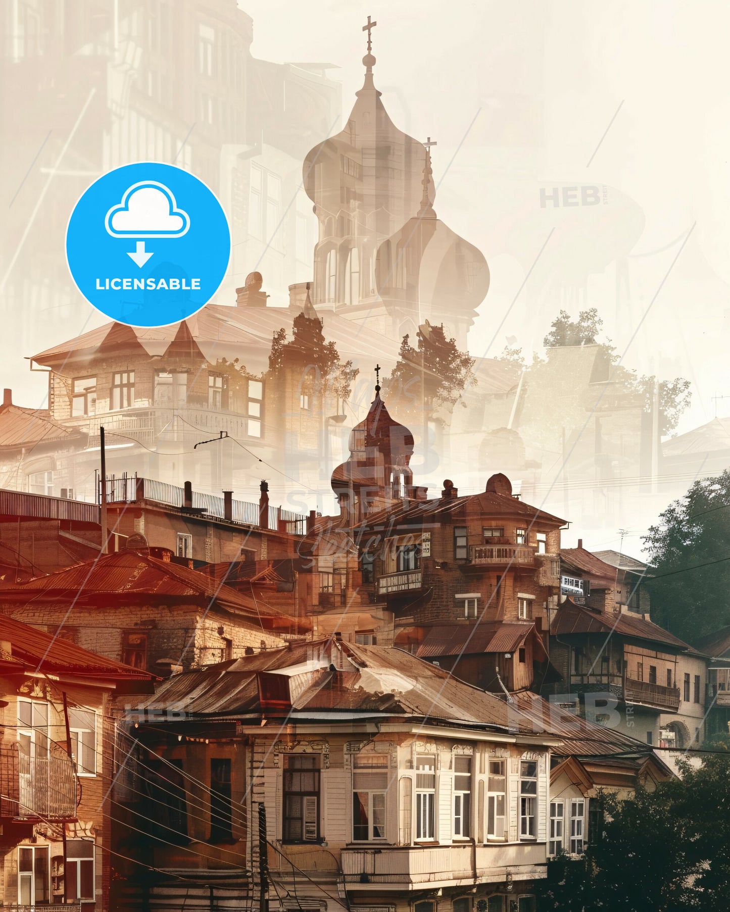 Art Skyline Gyumri Armenia Silhouette Poster - A group of buildings with a tower