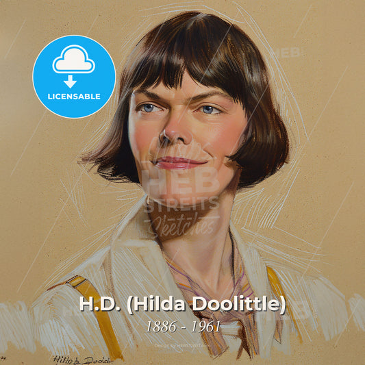 H.D. (Hilda Doolittle), 1886 - 1961, American poet - A Drawing Of A Woman Print Template