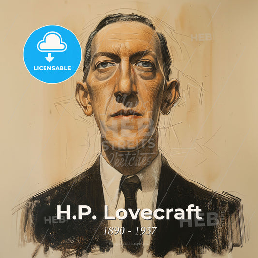 H.P. Lovecraft, 1890 - 1937, American writer - A Man In A Suit And Tie Print Template