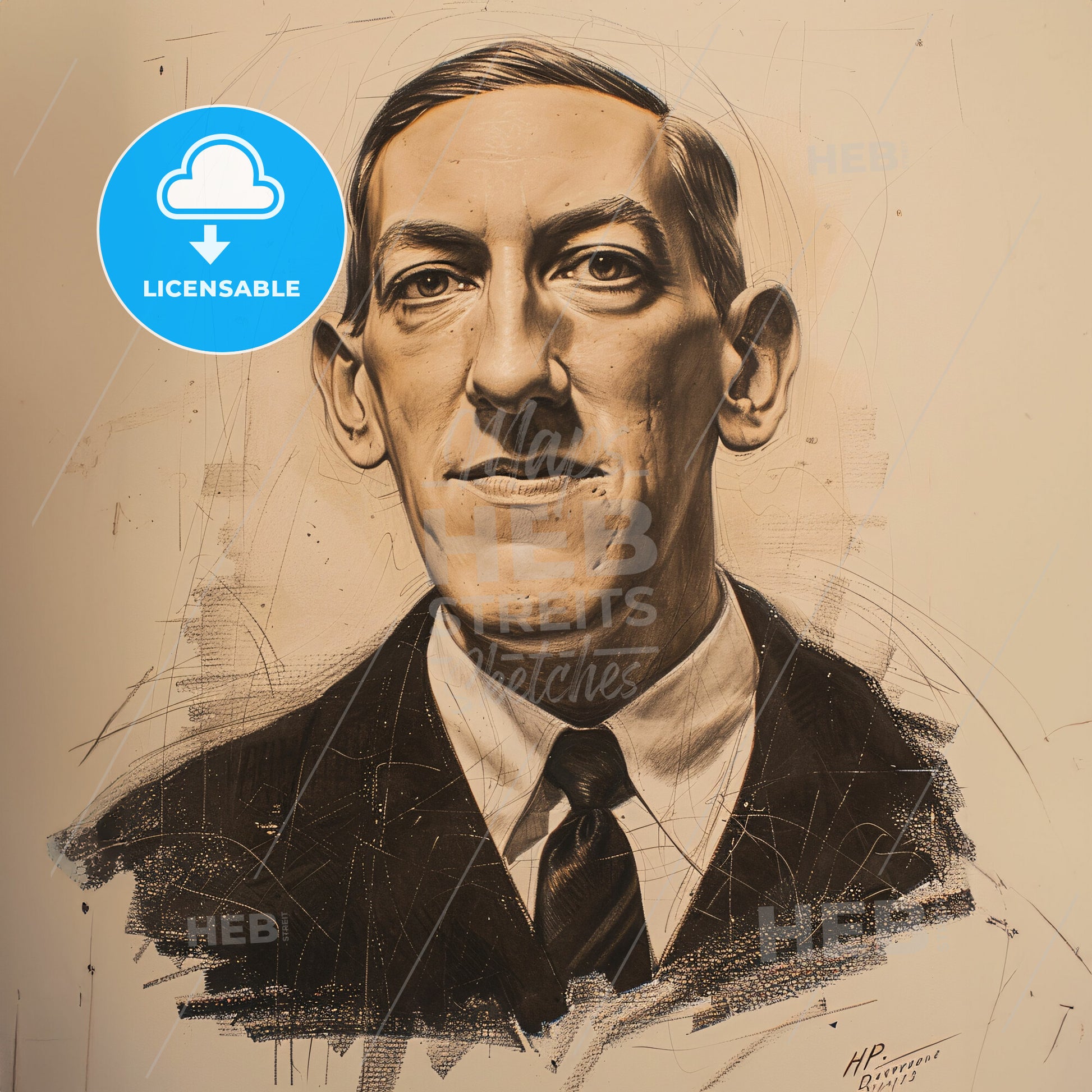 H.P. Lovecraft, 1890 - 1937, American writer - A Drawing Of A Man