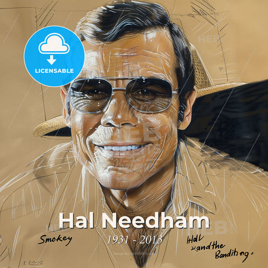 Hal Needham, 1931 - 2013, American stuntman and director - A Drawing Of A Man Wearing Sunglasses And A Hat Print Template