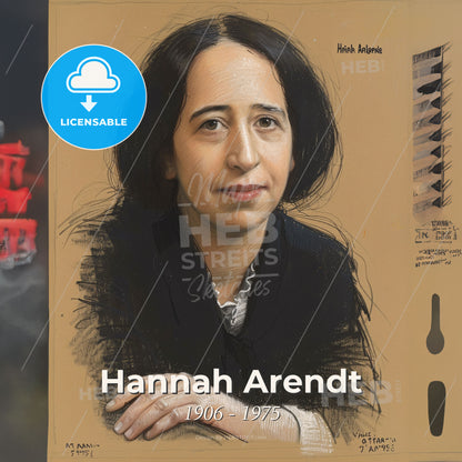 Hannah Arendt, 1906 - 1975, German-American philosopher and educator - A Woman With Black Hair Print Template