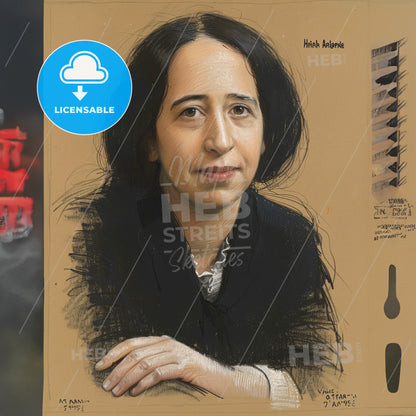 Hannah Arendt, 1906 - 1975, German-American philosopher and educator - A Woman With Black Hair
