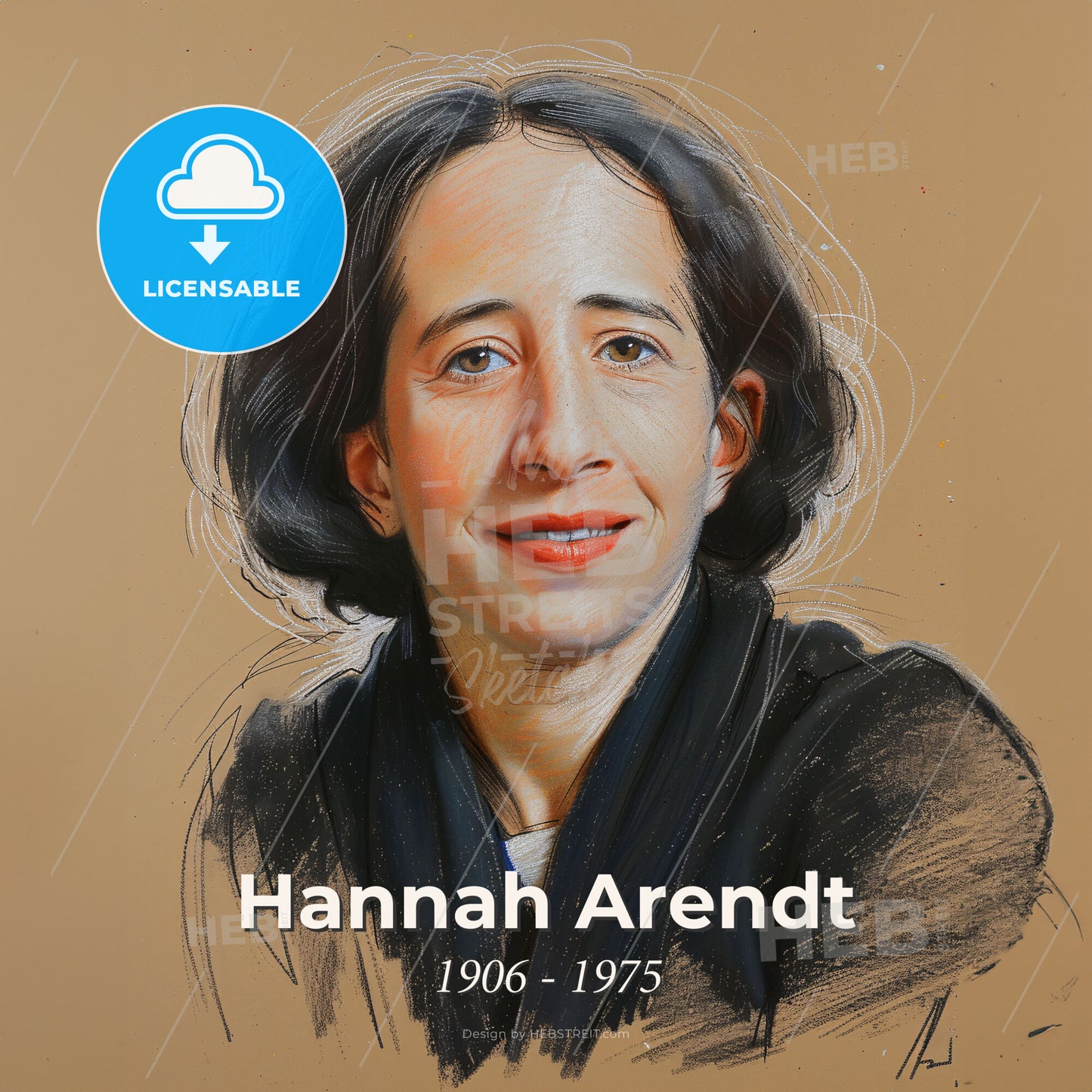 Hannah Arendt, 1906 - 1975, German-American philosopher and educator - A Woman With Dark Hair Wearing A Black Jacket Print Template