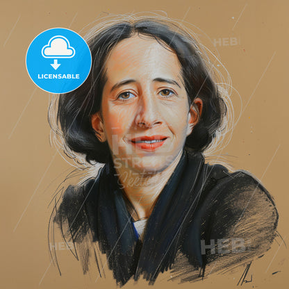 Hannah Arendt, 1906 - 1975, German-American philosopher and educator - A Woman With Dark Hair Wearing A Black Jacket
