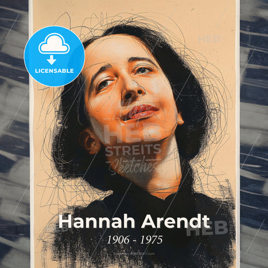Hannah Arendt, 1906 - 1975, German-American philosopher and educator - A Painting Of A Woman Print Template