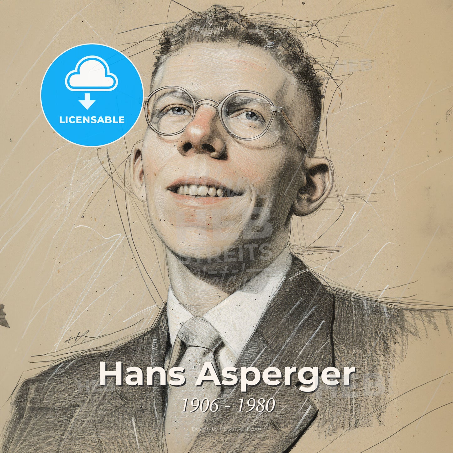 Hans Asperger, 1906 - 1980, Austrian pediatrician - A Drawing Of A Man Wearing Glasses Print Template