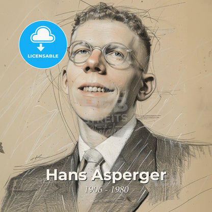 Hans Asperger, 1906 - 1980, Austrian pediatrician - A Drawing Of A Man Wearing Glasses Print Template