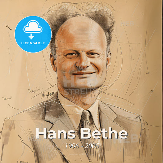 Hans Bethe, 1906 - 2005, German-American physicist - A Drawing Of A Man Print Template