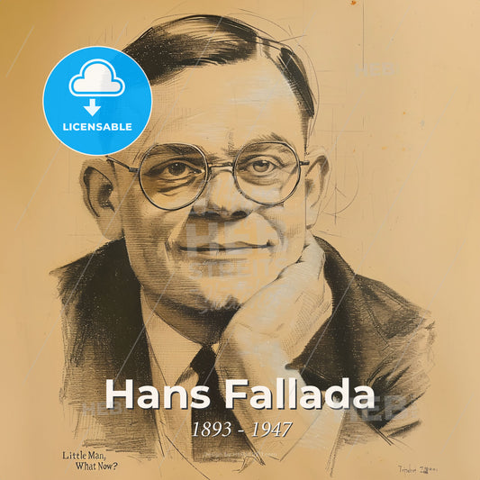 Hans Fallada, 1893 - 1947, German writer - A Drawing Of A Man With Glasses Print Template