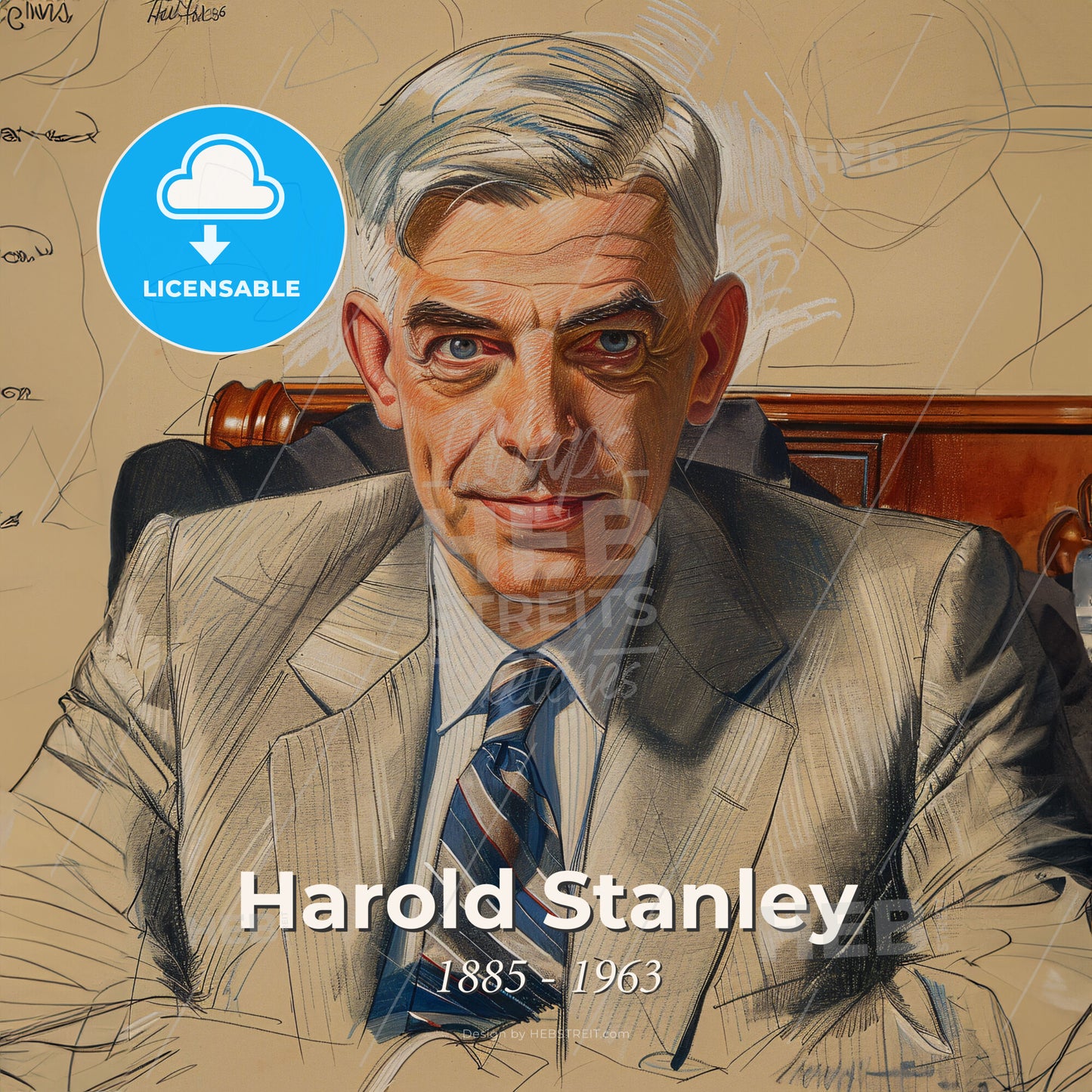 Harold Stanley, 1885 - 1963, American investment banker - A Man In A Suit Print Template
