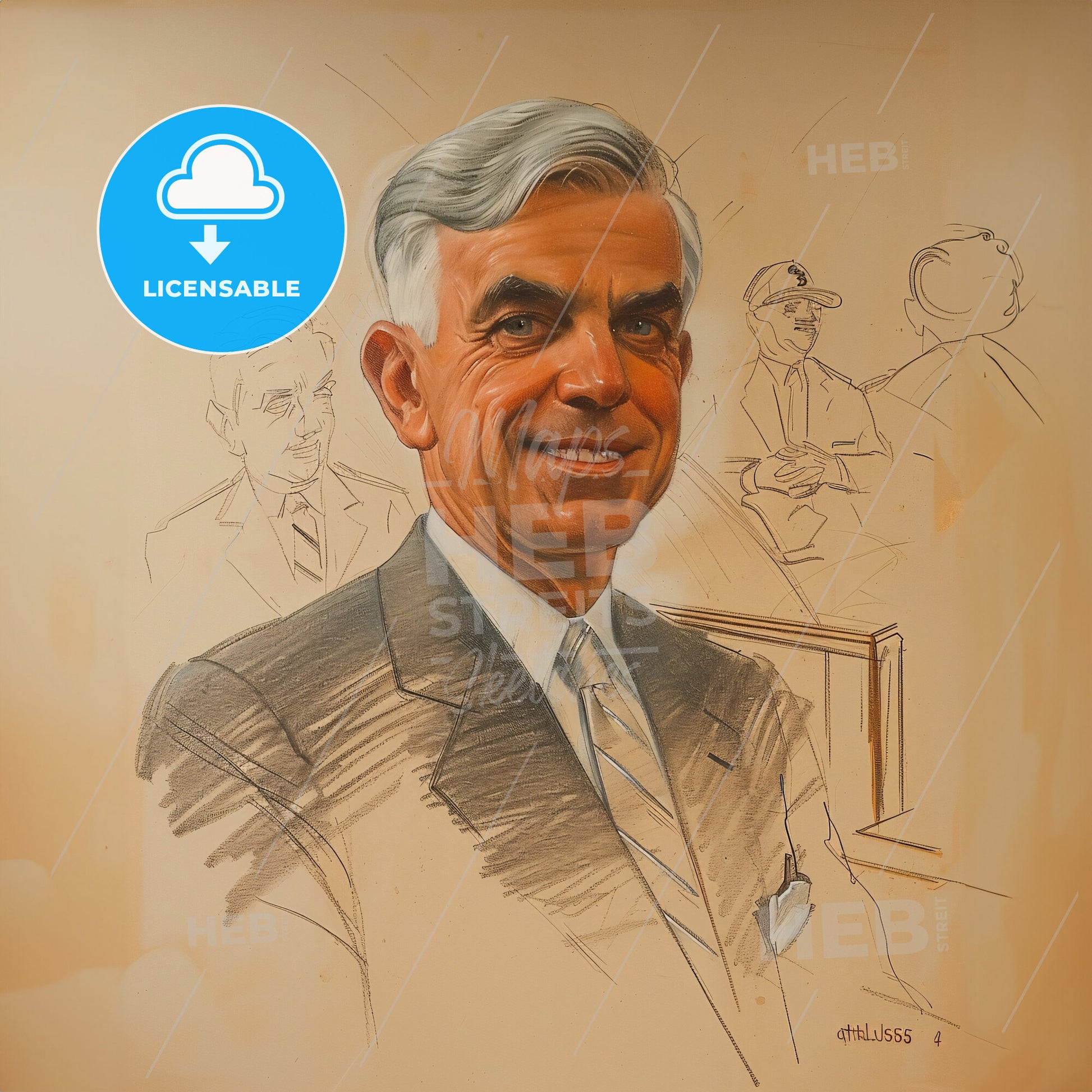 Harold Stanley, 1885 - 1963, American investment banker - A Drawing Of A Man