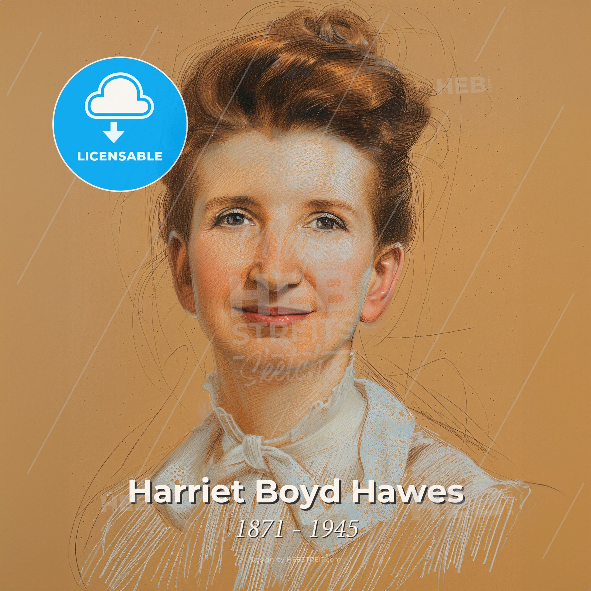 Harriet Boyd Hawes, 1871 - 1945, American archaeologist - A Woman With A White Collared Shirt Print Template