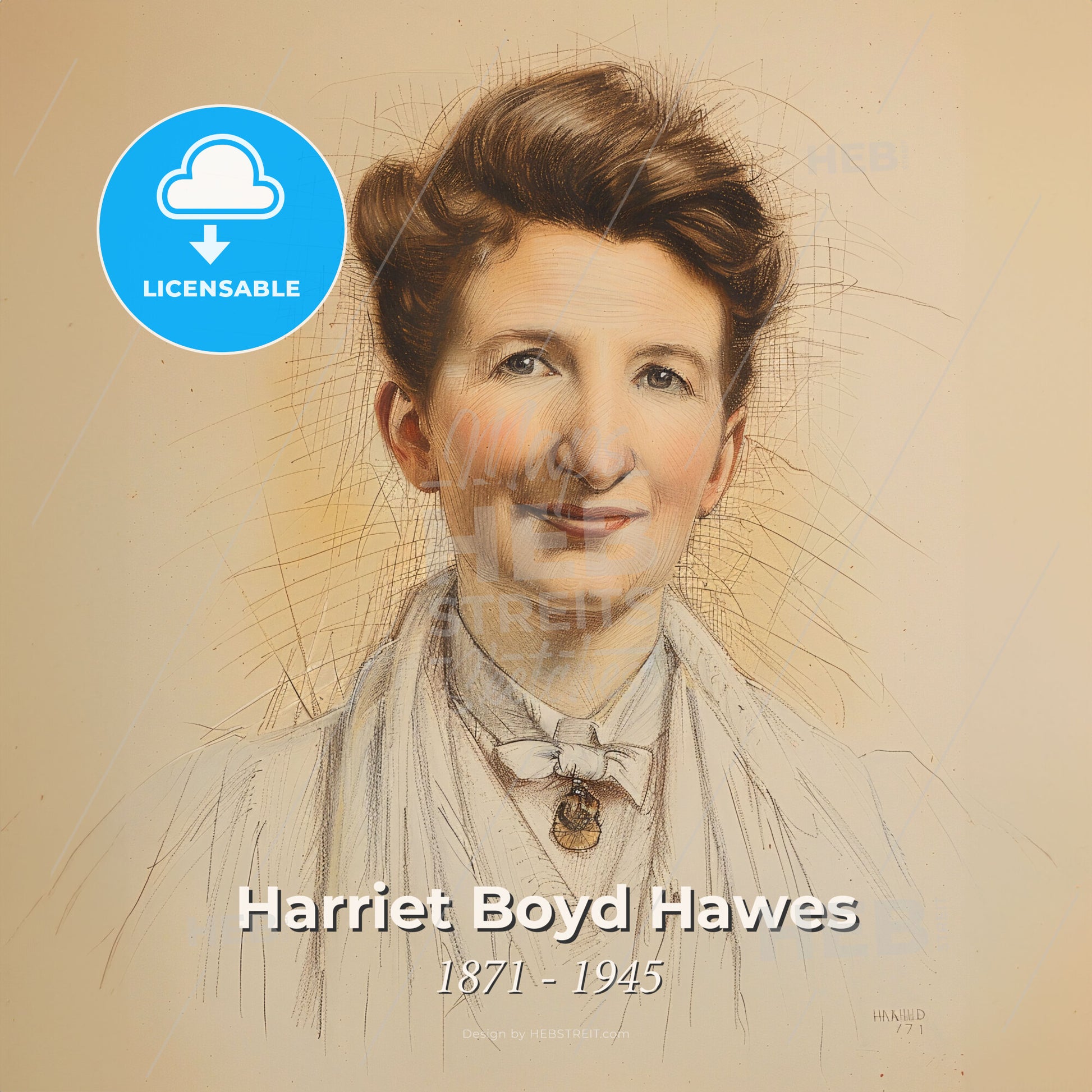Harriet Boyd Hawes, 1871 - 1945, American archaeologist - A Woman With Short Brown Hair Wearing A White Shirt Print Template