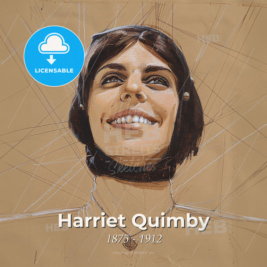 Harriet Quimby, 1875 - 1912, American aviator - A Drawing Of A Woman Smiling Print Template
