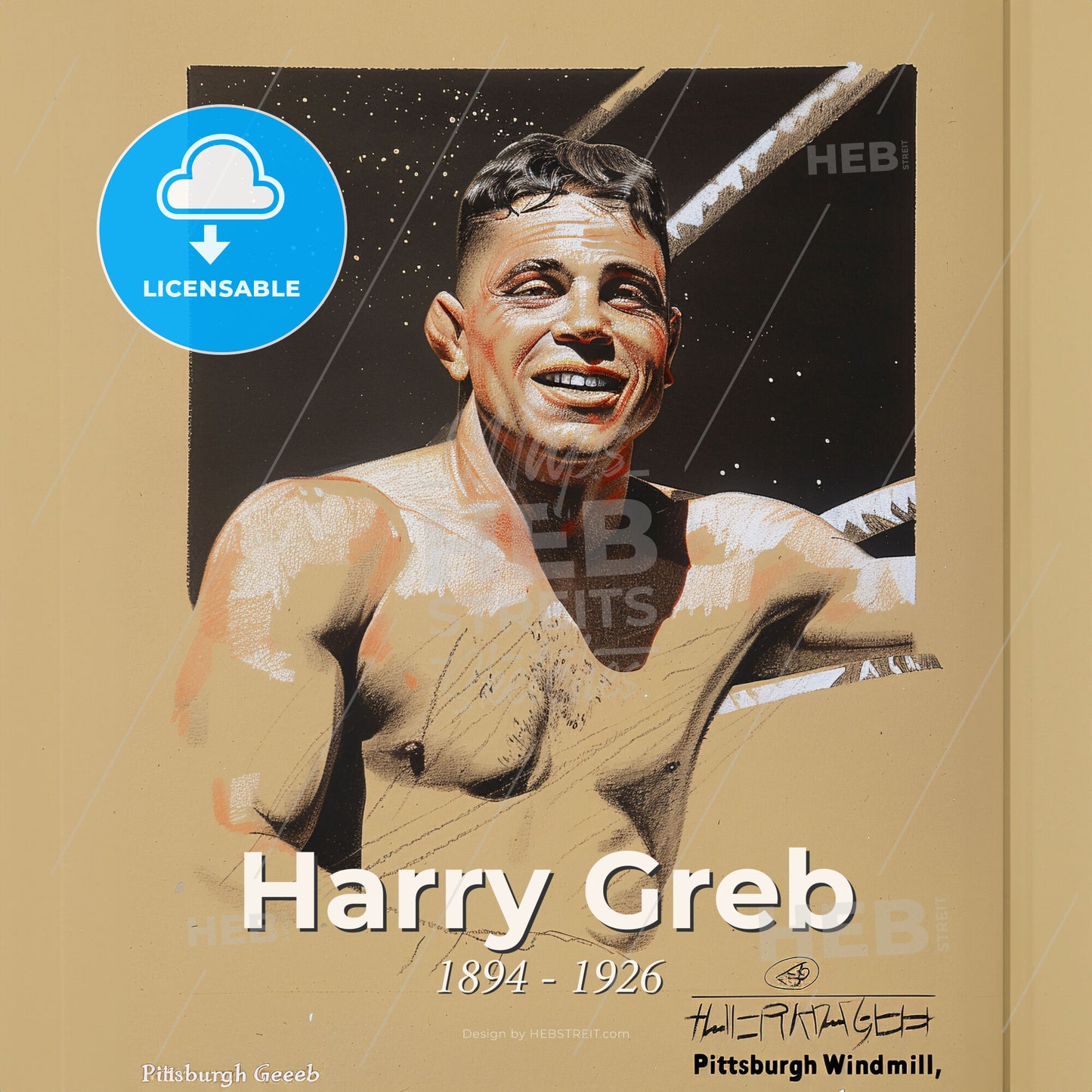 Harry Greb, 1894 - 1926, American middleweight boxer - A Man Smiling At The Camera Print Template