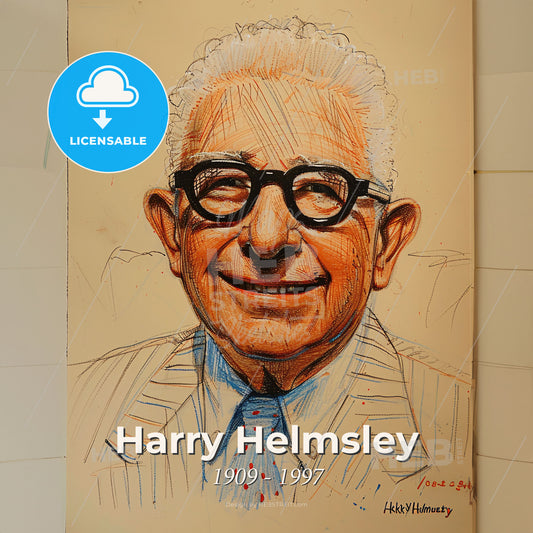 Harry Helmsley, 1909 - 1997, American real estate developer - A Drawing Of A Man With Glasses Print Template