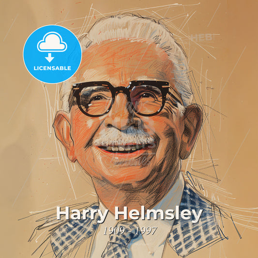 Harry Helmsley, 1909 - 1997, American real estate developer - A Man With Glasses And A Mustache Smiling Print Template