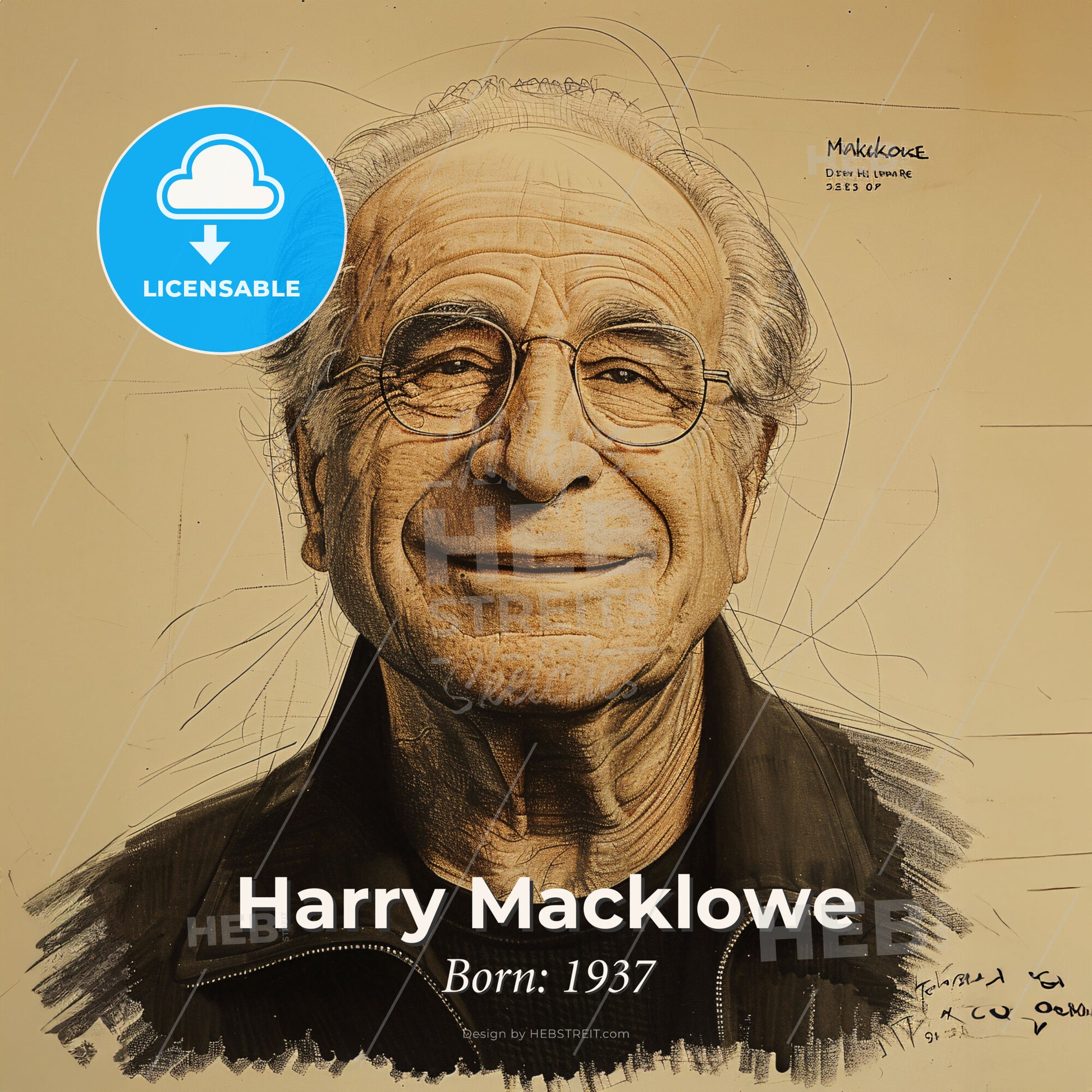 Harry Macklowe, Born: 1937, American real estate developer - A Man With Glasses Smiling With Old Tuscaloosa County Jail In The Background Print Template