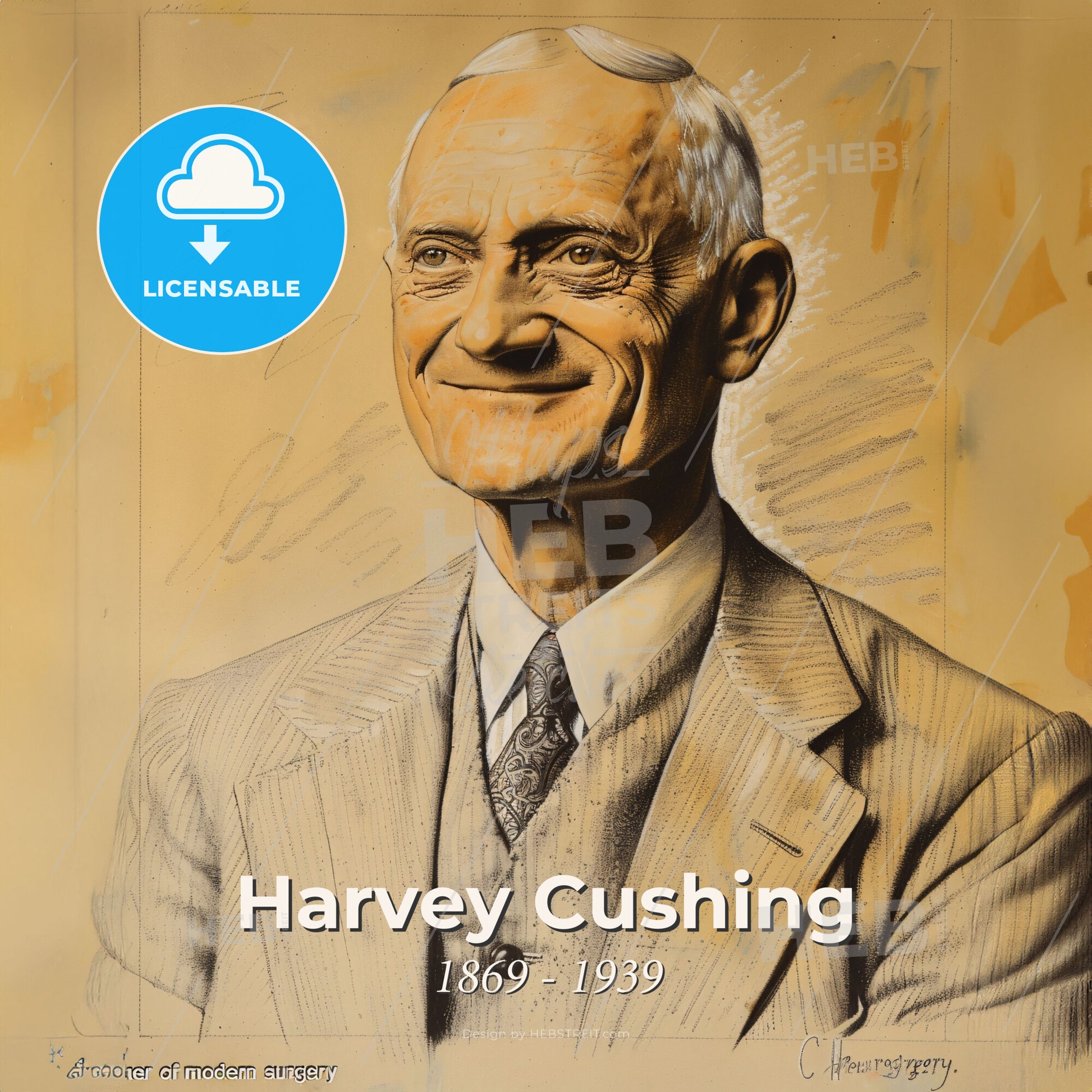 Harvey Cushing, 1869 - 1939, American neurosurgeon - A Man In A Suit And Tie Print Template