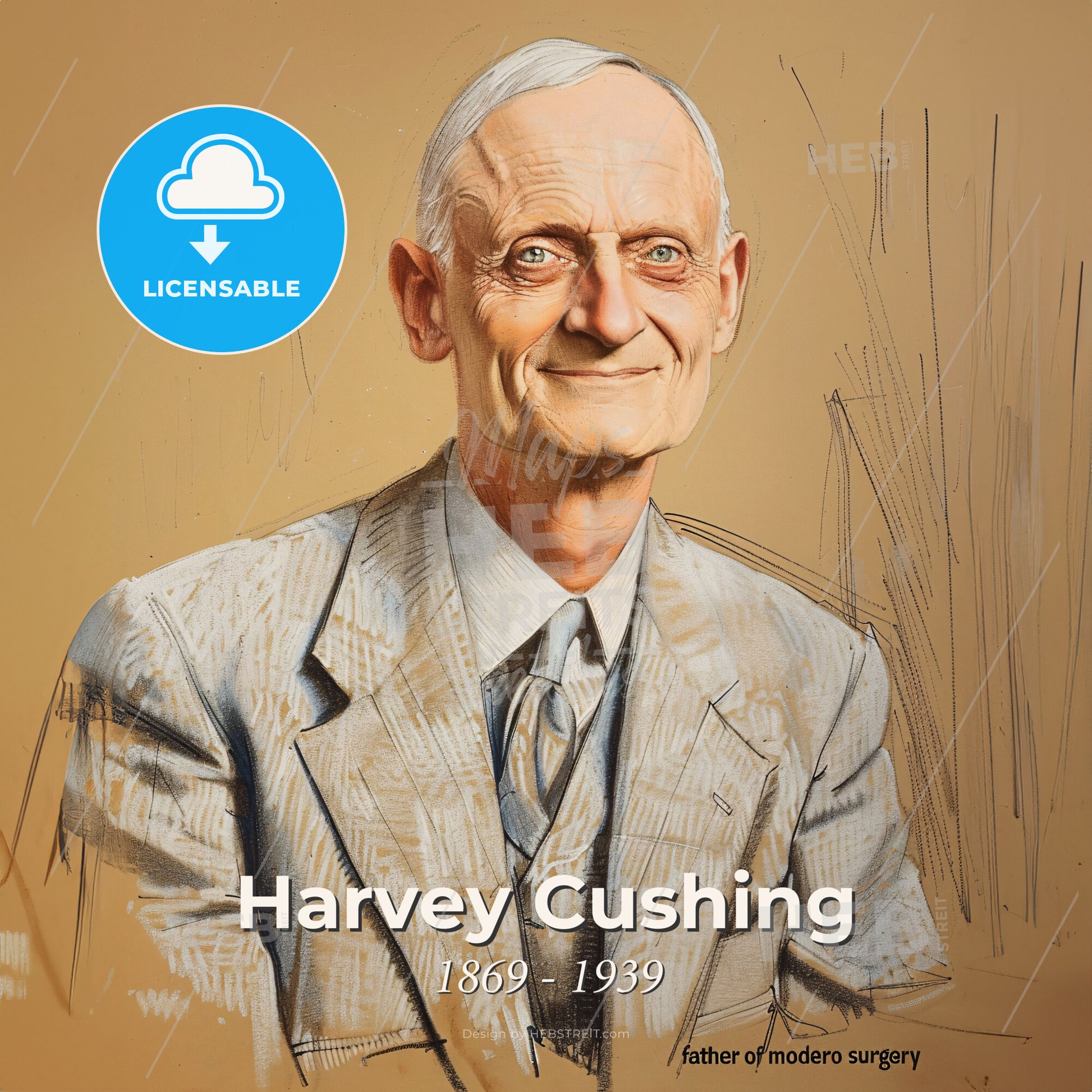 Harvey Cushing, 1869 - 1939, American neurosurgeon - A Man In A Suit Print Template