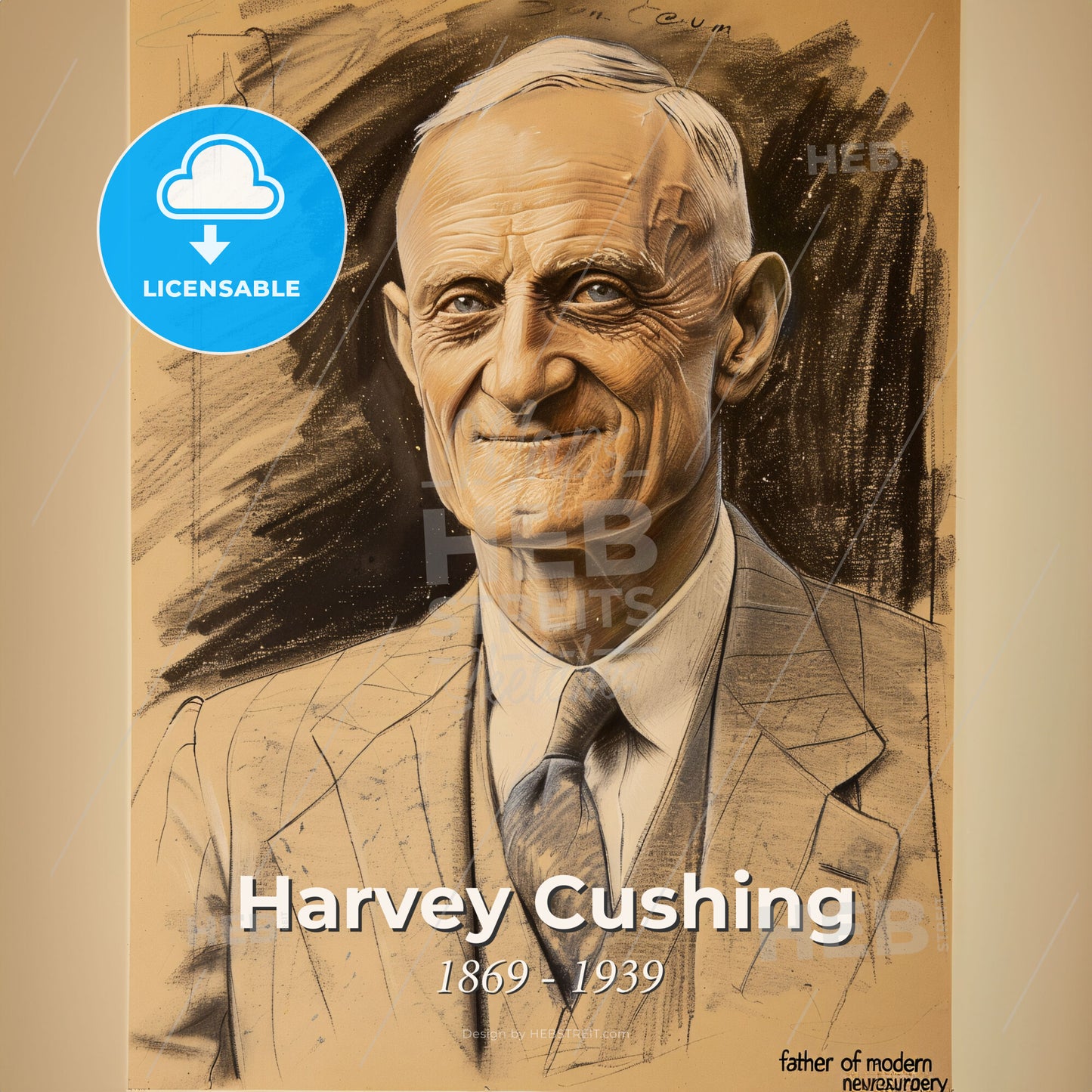 Harvey Cushing, 1869 - 1939, American neurosurgeon - A Portrait Of A Man Print Template