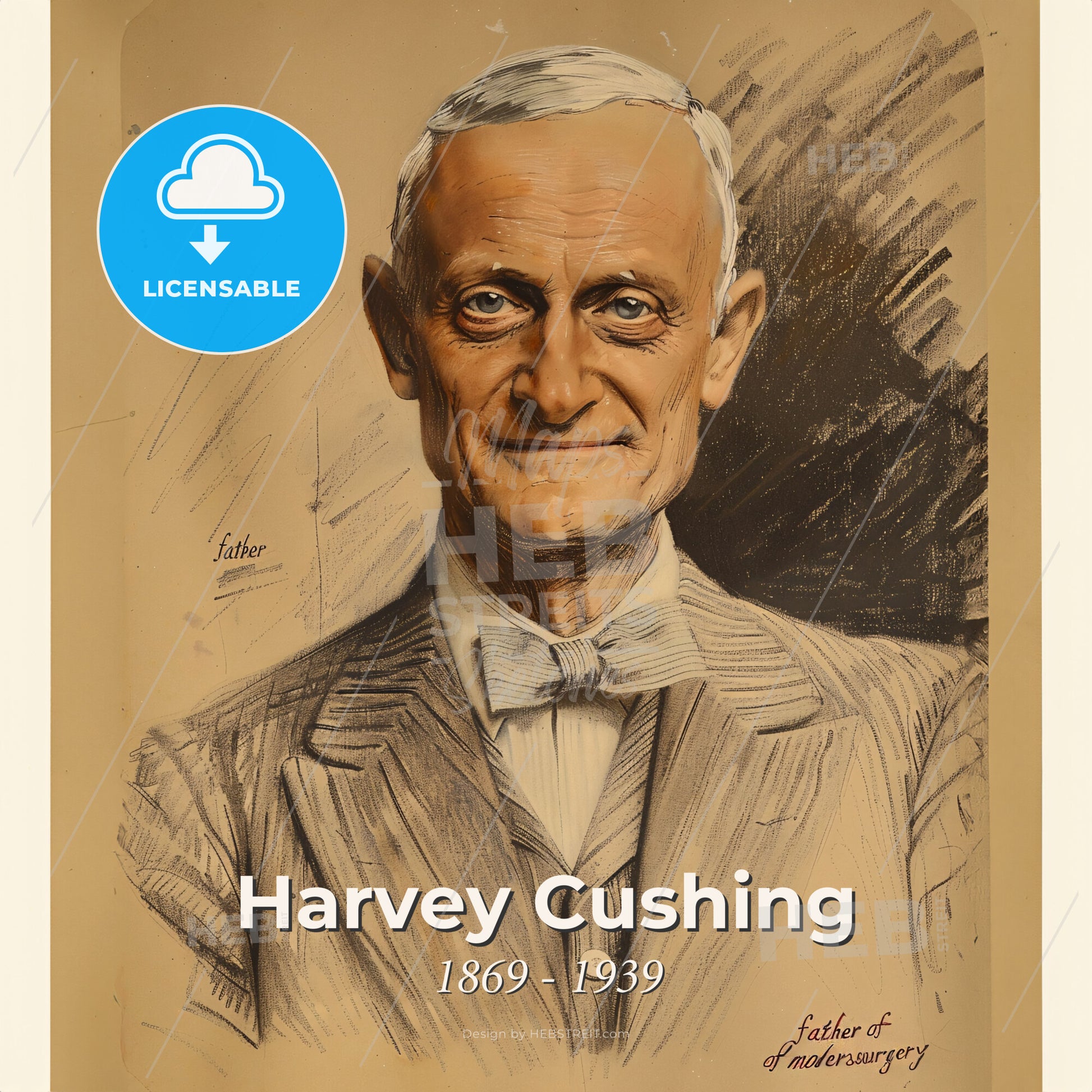 Harvey Cushing, 1869 - 1939, American neurosurgeon - A Portrait Of A Man Print Template