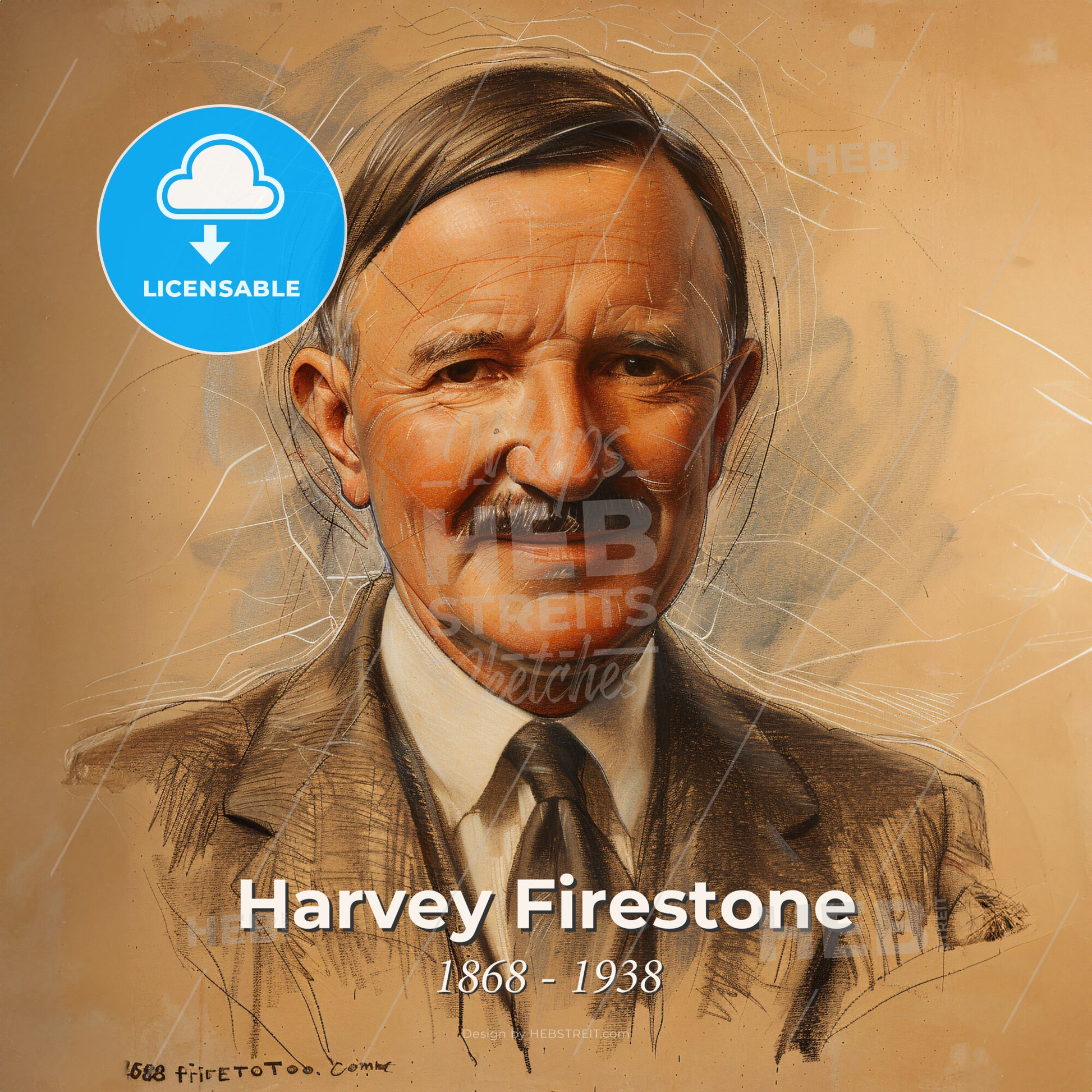 Harvey Firestone, 1868 - 1938, American tire manufacturer - A Portrait Of A Man Print Template