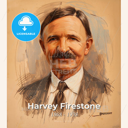 Harvey Firestone, 1868 - 1938, American tire manufacturer - A Man With A Mustache Print Template