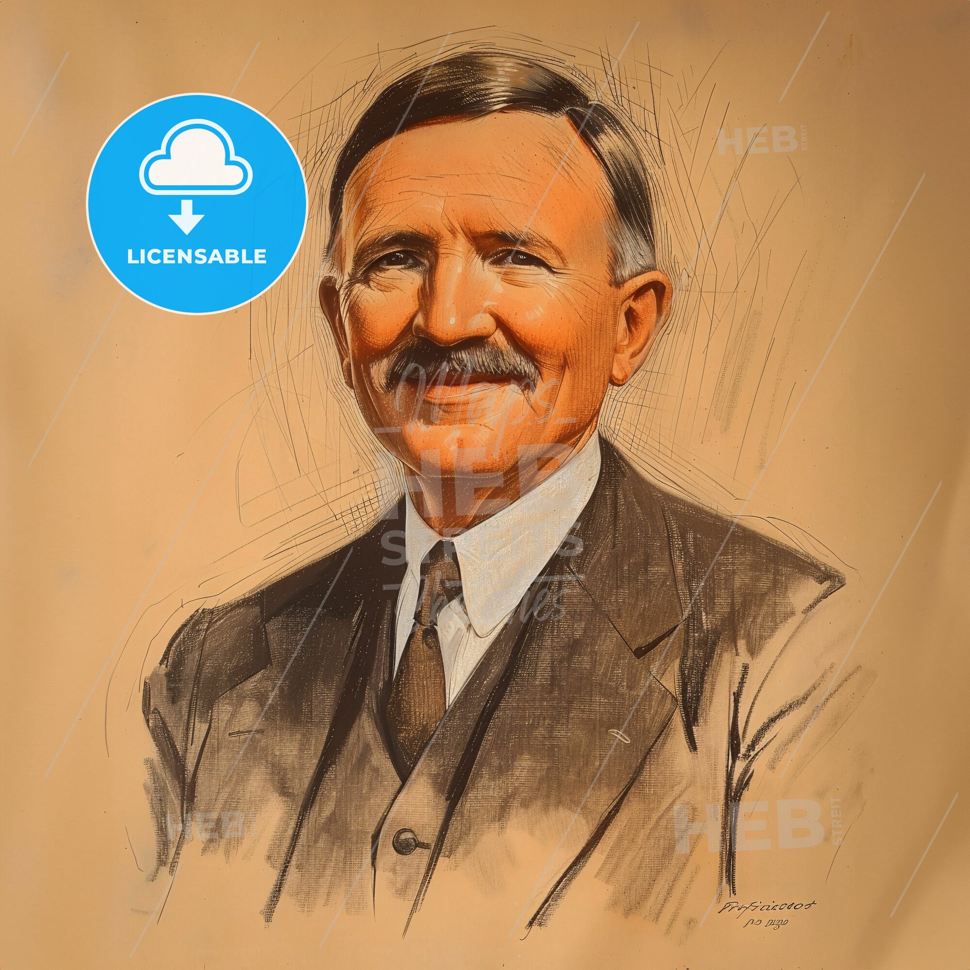 Harvey Firestone, 1868 - 1938, American tire manufacturer - A Man With A Mustache Wearing A Suit And Tie