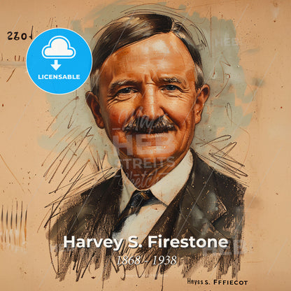 Harvey S. Firestone, 1868 - 1938, American industrialist - A Drawing Of A Man Print Template