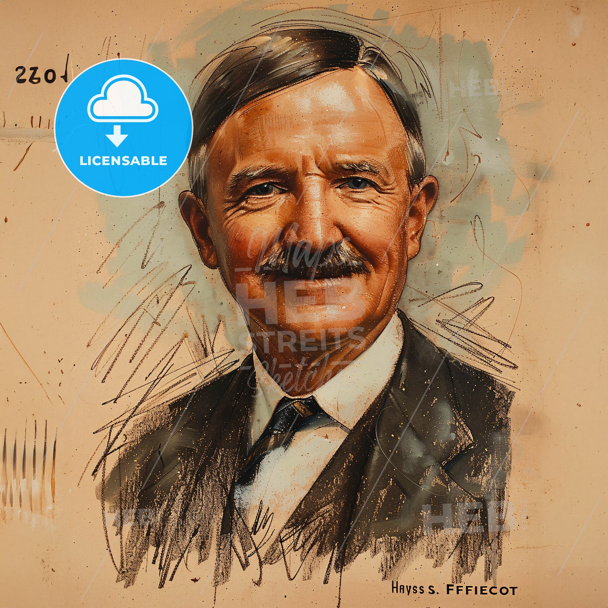 Harvey S. Firestone, 1868 - 1938, American industrialist - A Drawing Of A Man