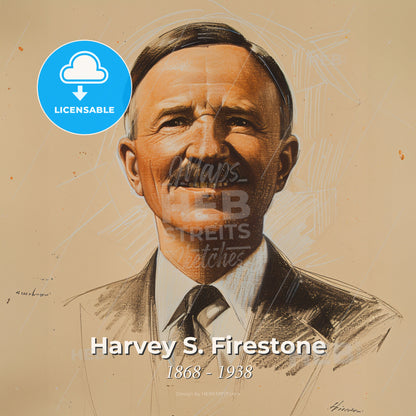 Harvey S. Firestone, 1868 - 1938, American industrialist - A Man With A Mustache Print Template