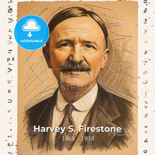 Harvey S. Firestone, 1868 - 1938, American industrialist - A Man With A Mustache Print Template