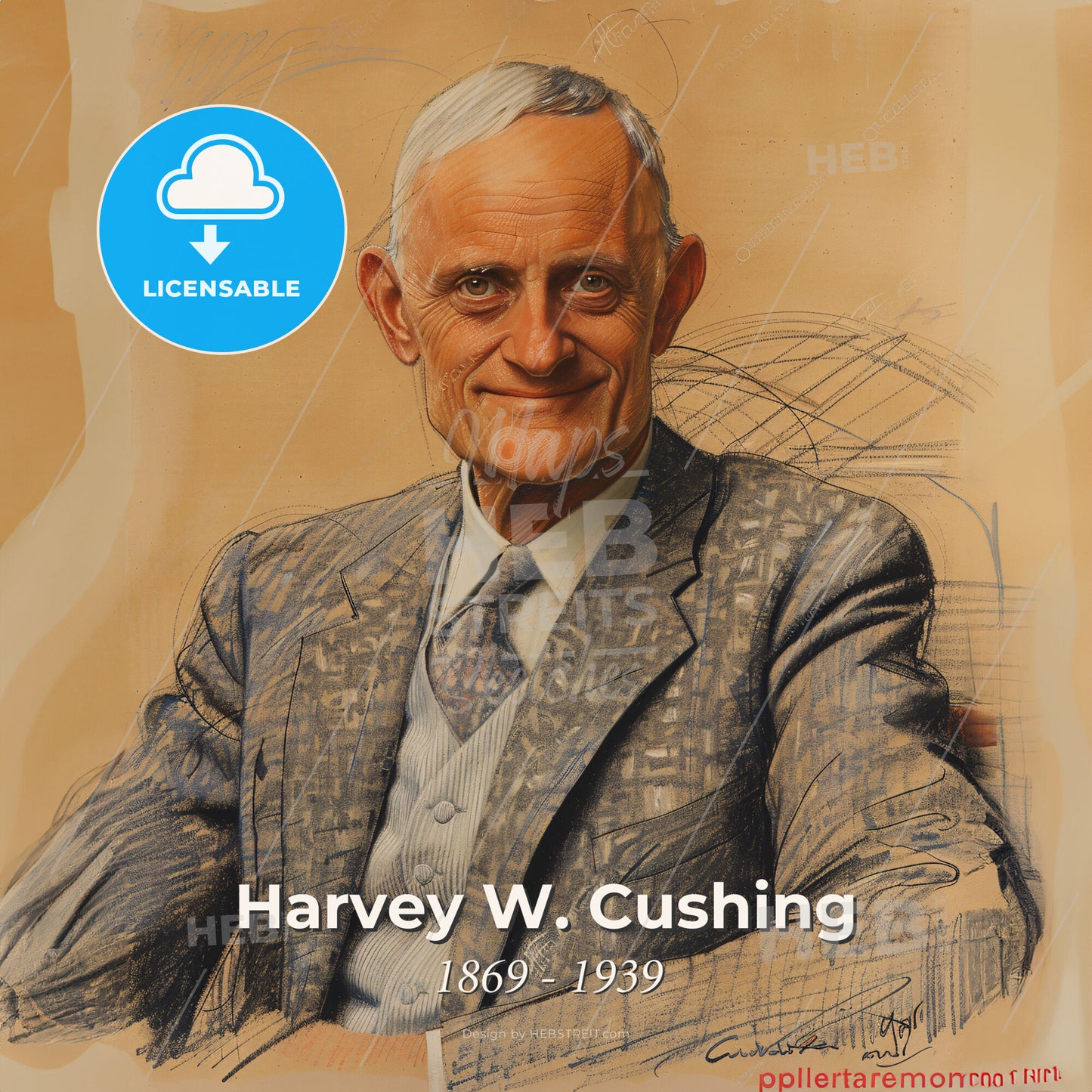 Harvey W. Cushing, 1869 - 1939, American neurosurgeon - A Man In A Suit Print Template
