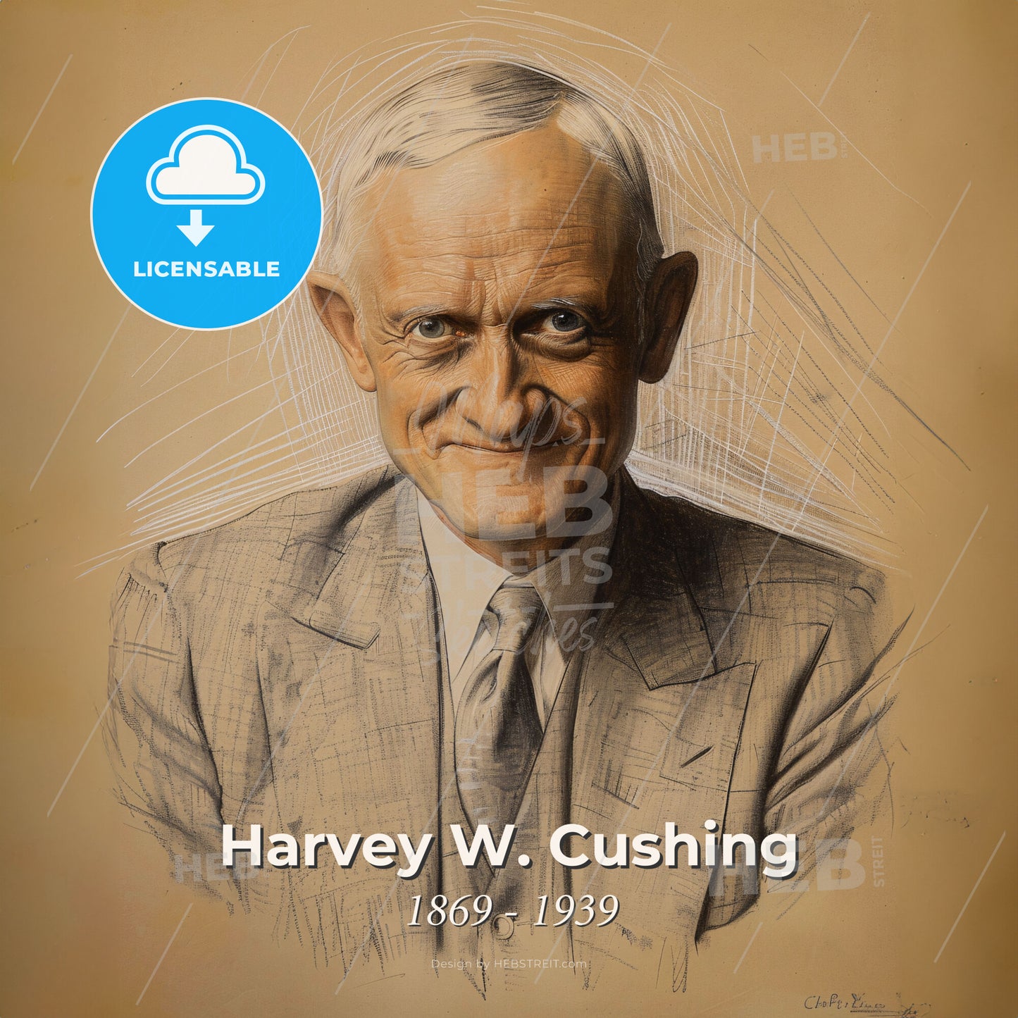 Harvey W. Cushing, 1869 - 1939, American neurosurgeon - A Man In A Suit Print Template